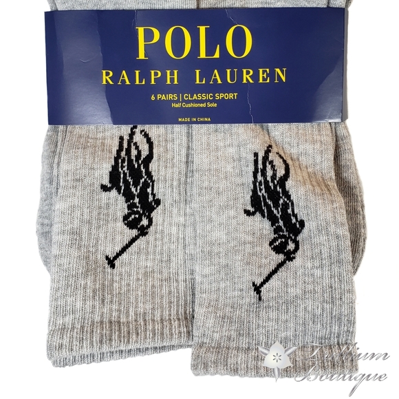Polo Ralph Lauren Gray Classic Sport Socks NWT! - Picture 3 of 7